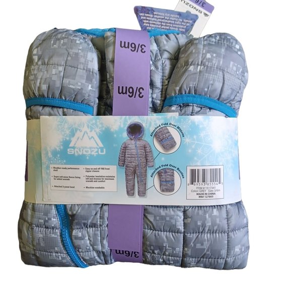 NWT Snozu Infant's Snowsuit Size 3/6M Grey Color Zipper Closure Outerwear Jacket - Picture 4 of 11